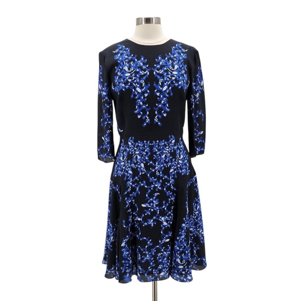 Erdem Womens 10 Dress Silk Blue Lily Pelham Dress Party Cocktail A-Line